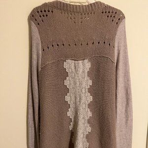 FREE PEOPLE Sweater Coat/Cardigan - Size Large - Button Closure Lace Detail